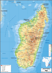 Madagascar Physical Wall Map
