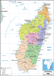 Madagascar Political Wall Map