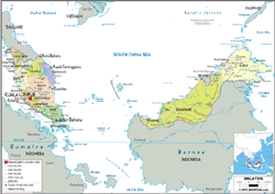 Malaysia Political Wall Map