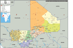 Mali Political Wall Map