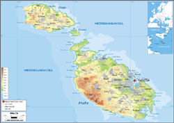 Malta Physical Wall Map