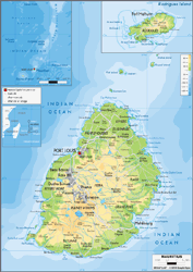Mauritius Physical Wall Map