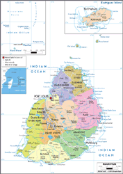 Mauritius Political Wall Map