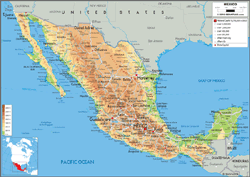 Mexico Physical Wall Map
