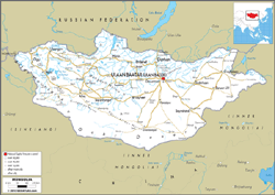 Mongolia Road Wall Map