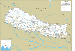 Nepal Road Wall Map