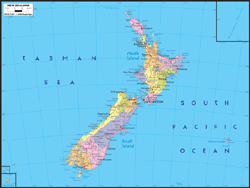 New Zealand Political Wall Map