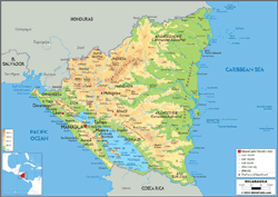 Nicaragua Physical Wall Map
