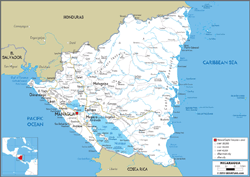 Nicaragua Road Wall Map