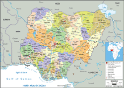 Nigeria Political Wall Map