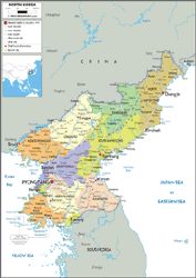 North Korea Political Wall Map