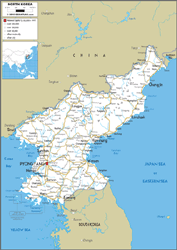 North Korea Road Wall Map