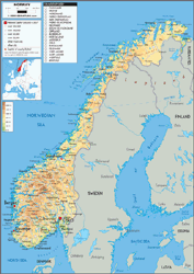 Norway Physical Wall Map