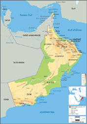 Oman Physical Wall Map