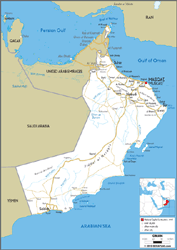 Oman Road Wall Map