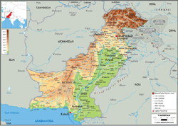 Pakistan Physical Wall Map