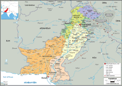 Pakistan Political Wall Map