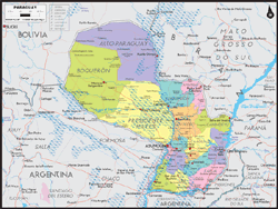 Paraguay Political Wall Map
