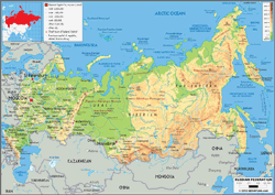 Russia Physical Wall Map