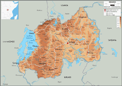 Rwanda Physical Wall Map