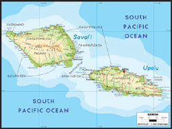 Samoa Physical Wall Map