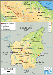 San Marino Physical Wall Map