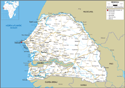 Senegal Road Wall Map