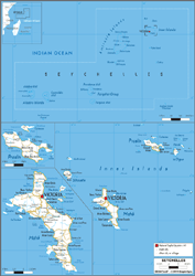 Seychelles Road Wall Map