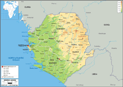 Sierra Leone Physical Wall Map