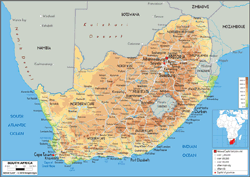 South Africa Physical Wall Map