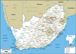 South Africa Road Wall Map