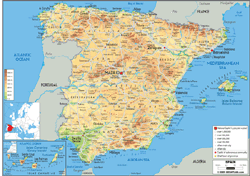 Spain Physical Wall Map