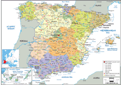 Spain Political Wall Map