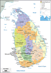 Sri Lanka Political Wall Map