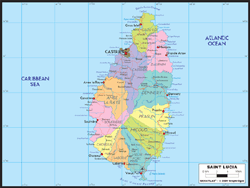 St Lucia Political Wall Map
