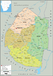 Swaziland Political Wall Map