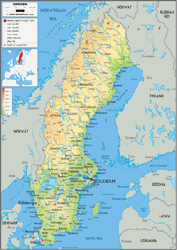 Sweden Physical Wall Map