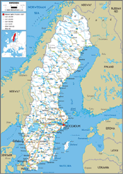 Sweden Road Wall Map