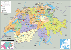 Switzerland Political Wall Map