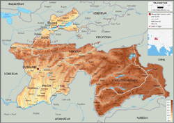 Tajikistan Physical Wall Map