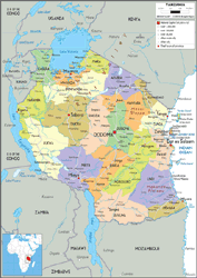 Tanzania Political Wall Map