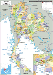 Thailand Political Wall Map