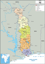 Togo Political Wall Map