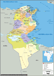 Tunisia Political Wall Map