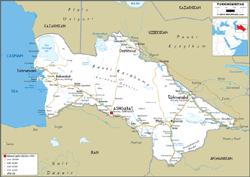 Turkmenistan Road Wall Map