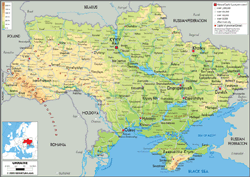 Ukraine Physical Wall Map