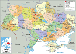 Ukraine Political Wall Map