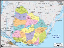 Uruguay Political Wall Map