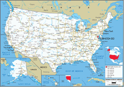 USA Road Wall Map