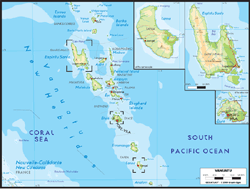 Vanuatu Physical Wall Map